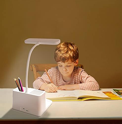 LED Маса Светилка со Пенкало и Телефон Носителот, USB Полнење Книга за Читање Светлина,Око-се Грижат Студија Светилка за Деца, Допрете