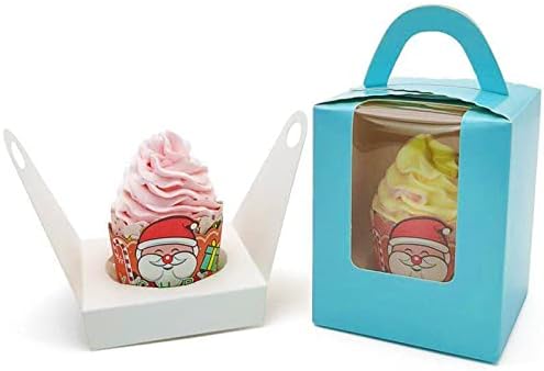 Индивидуални Cupcake Кутии,Instnovny 25pcs Еден Cupcake за Носител со Прозорец Insert и да се Справи Свадба Партија Бебе Туш Корист