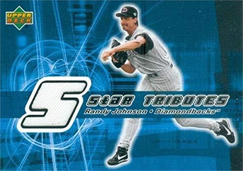 Ренди Џонсон играч носи дрес печ бејзбол картичка (Аризона Diamondbacks) 2002 Горната Палуба Ѕвезда Tributes STRJ - MLB Игра се