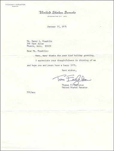 Томас Eagleton - Напишале Писмо Потпишано 01/27/1975