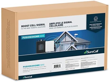 SureCall Fusion4Home Max за Cell Сигнал Бустер со Продолжен Опсег Технолошки до 6500 квадратни стапки, 5G/4G LTE Мулти-Кориснички