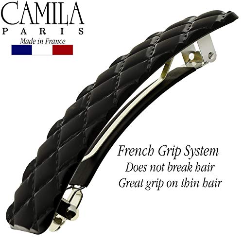 Camila Париз CP2650 француски Коса Barrette Клип за Девојки, Црна, Rubberized Метал Затворање Силна Одржи Контрола на Косата Клипови