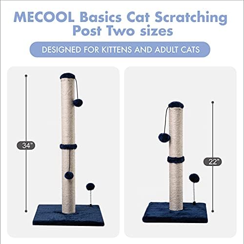 MECOOL Гребење Мачка Пост Премиум Сисал Нула Мислења со Бесење Топката Вертикална Scratcher за Внатрешна Мачки и Мачиња