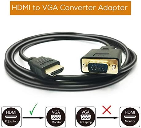 PeoTRIOL HDMI VGA Кабел, HDMI 1080P Машки VGA Машки M/M Видео Конвертор Кабелот VGA Адаптерот Компатибилен со HDMI Десктоп, Лаптоп,