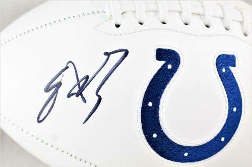 Edgerrin Џејмс Потпишан Индијанаполис Colts Логото Фудбал w/HOF - JSA W Овласти *Црно - Autographed Топки