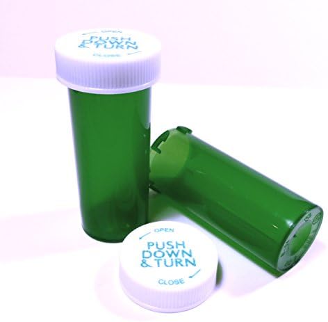 Пластични RX Зелена Ампули/Шишиња 100 Пакет w/Капи Поголем 13 Dram Големина-Фармацевтско Одделение-Истиот Што се Продаваат на Професионални
