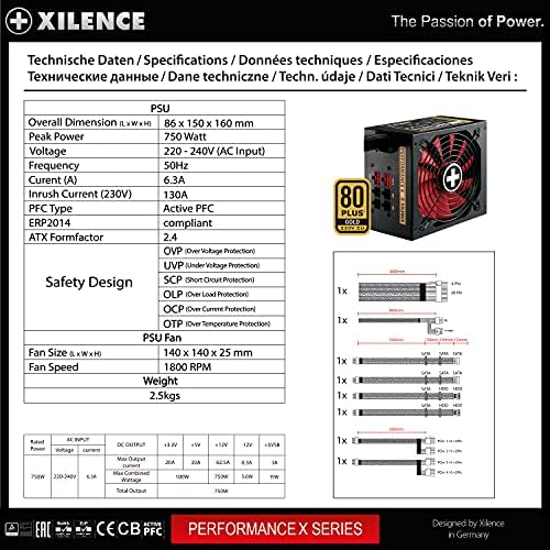 Xilence XN074 Перформанси X 850W ATX 2.4 Модуларен Случаи & Хардвер PSUs