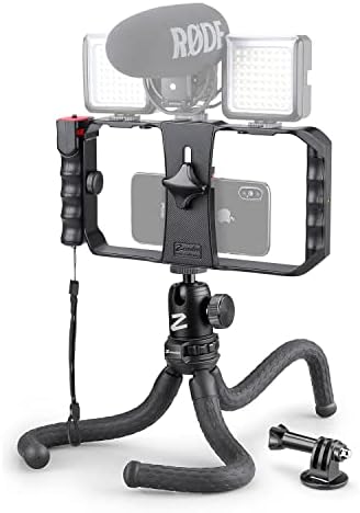 Zeadio Флексибилни Камера Tripod Комплет со Безжичен Телефон Видео Екипаж, за Сите iPhone и Android паметни телефони, Камера,видео