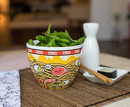 Потонатиот Тестенини Јапонски Керамички Сад Set | 16-Унца Ramen Сад и стапчиња за јадење Сет