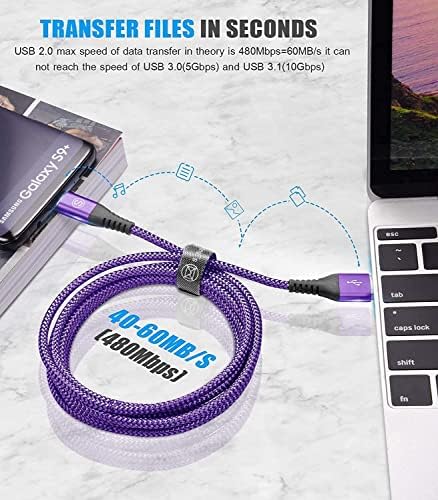 USB Тип C Кабел 3.1 Брзо Полнење [3-Pack 3.3 фт],Sweguard USB-за да го USB-C Полначот Најлон Плетенка јаже за Samsung Галакси S21