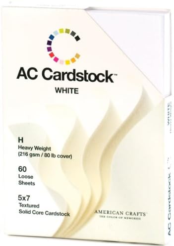 5 x 7-инчен Бела AC Cardstock Пакет од страна на Американски Занаети | Вклучува 60 листови на тешки тежина, текстура бела cardstock