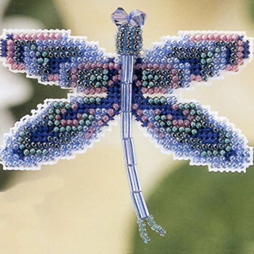 Sapphire Dragonfly Beaded Смета Крстот Бод Украс за Полнење Мил Хил 2000 Пролет Букет MHDF1