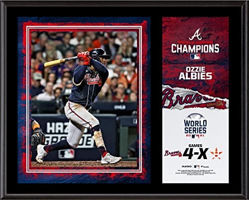 Ози Albies Атланта Braves 12 x 15 2021 MLB Светската Серија на Шампионите Sublimated Плакета - MLB Играч Плакети и Колажи
