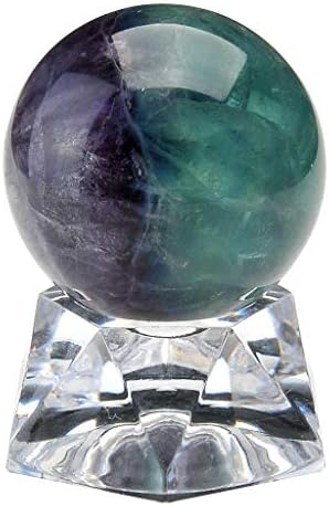 Jovivi Пакет - 2 Предмети 1.2(30мм) Природни Fluorite Исцелување Кристал скапоцен камен Топката + Сет на 1.97-2.36 7 Природни Чакра