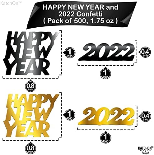 Црна и Златна Нови Години Confetti | Big 10 Метри Сјајот Среќна Нова Година Банер - Не DIY | Злато 2022 Балони за NYE Украси | 2022