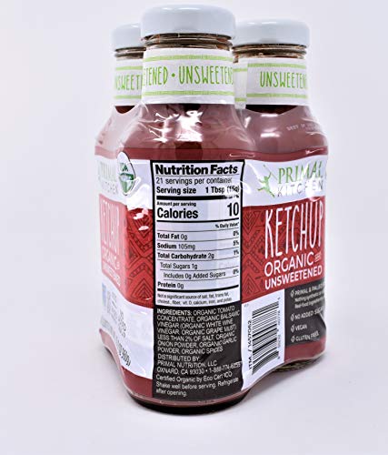 Primal Кујна Органски Unsweetened Ketchup (3 x 11.3 оз шишиња)