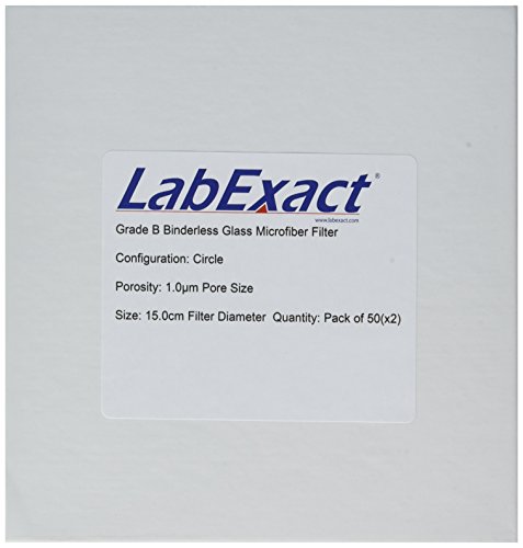 LabExact 1200216 Одделение Б Стакло Микрофибер Филтер, Binderless Borosilicate Стакло, 1.0 µm, 15.0 cm (Пакување од 100)