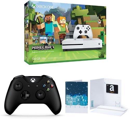 Xbox Една S 500GB Конзола - Minecraft + Дополнителен Контролер + $50 Подарок Картичка Пакет