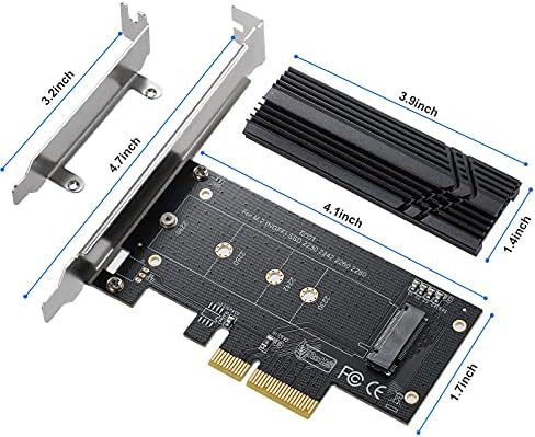NVMe Pcie М. 2 Адаптер, PCIe 3.0 x4 SSD PCI-E Адаптер, Полна Брзина Pci Контролер Експанзија Картичка за PCI-e X4 / X8 / X16 со Моќни