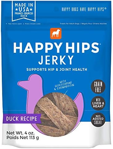 Среќен Колковите Жито Слободни Jerky Куче Третира - произведено во САД со Glucosamine & Хондроитин за Поддршка на Хип & Заеднички