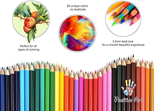 Позитивни Уметност Обоени Моливи—60 Единствени Бои Премиум Пред-наострен—Совршени за возрасни боење книги,Цртање, Скицирање, и Изработка