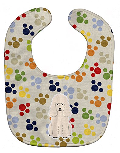 Каролина е Богатства BB5899BIB Pawprints Poodle Бело Бебе Лигавче, 10 x 13, multicolor