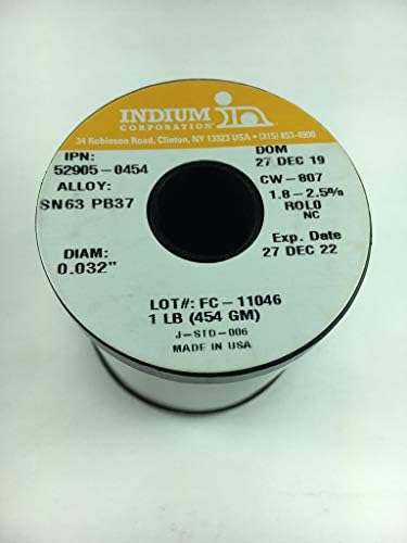 Indium Жица Лемење.032 во, Sn63 Pb37, Г.С.-807, 1 lb. Гајтанот