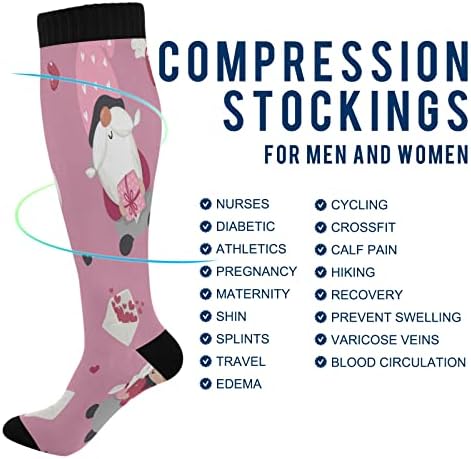 xigua Денот на Вљубените Gnomes Чорапи, Жените и Мажите Коленото Високи Чорапи (20-30mmHg), Најдобро за медицинска Сестра Спорт Патување