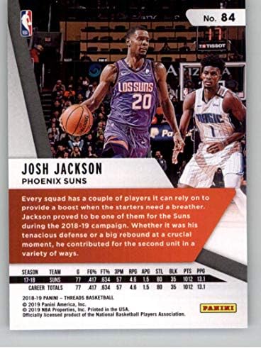 2018-19 Panini Теми Заслепуваат Кошарка 84 Џош Џексон Феникс Сонца Службен Паралелно НБА Трговски Картичка