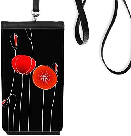 Црвениот Круг Цвеќиња Линија Уметност Пченка Телефон Паричникот Чанта Виси Мобилни Торбичка Црна Џеб