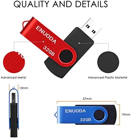 16GB USB Флеш Драјвови ENUODA 2 Пакет 16GB Скок Дискови Мемориски Стапчиња USB 2.0 Вртливата Палецот Дискови со LED Индикатор за