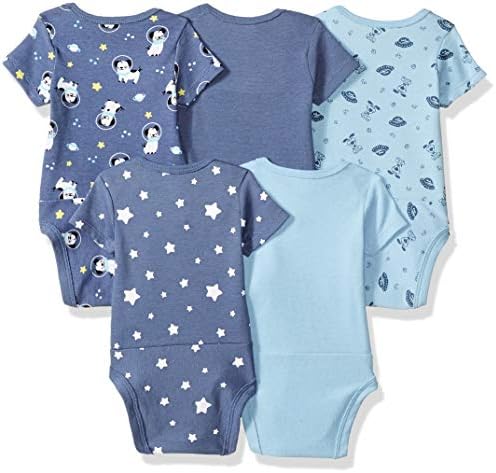 Hanes Бебе-Момчиња Крајната Бебе Flexy 5 Pack Кратко Sleeve Bodysuits