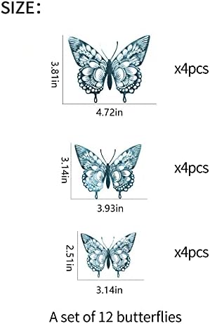 Jiuydi 12PC Ѕид Оркестарот на 3D Шупливи Пеперутка Отстранлив Ѕид Налепници Decals за Дома и Соба Декорација (05, E)
