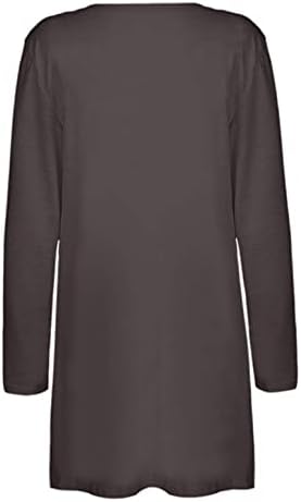 Cardigan Sweatshirt за жени,Жени Swaeter Солидна Боја се Отвори Пред Поврзана Sweatshirt Џебови Плус Големина Грб