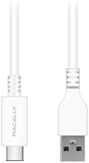 MACALLY USB 3.1 Тип В, Брзо Полнење, USB-C за да го USB-Кабел (3ft) (Бело) за 12 MacBook, Google ChromeBook Pixel, Nexus 5X, Nexus