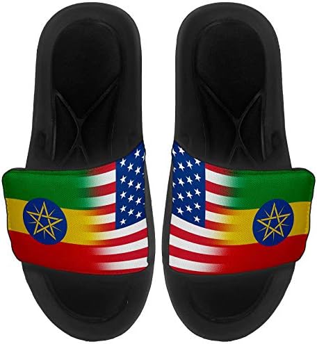 ExpressItBest Cushioned slide (Слајд)-За Сандали/Слајдови за Мажи, Жени и Млади - Знаме на Етиопија (Етиопија) - Етиопија Знаме