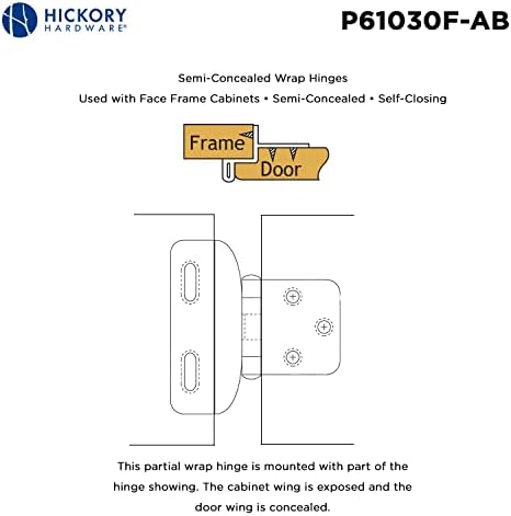 Hickory Хардвер P61030F-AB Самостојно Затворање Колекција Зглоб Полу-Сокриени Антички Месинг Заврши (2 Парчиња), 2 Дел