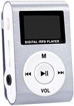 Niaviben Мини MP3 Плеер за Музика Метални Преносни Walkman со LCD Екран Поддршка SD и ТФ-Картичка Сребро.