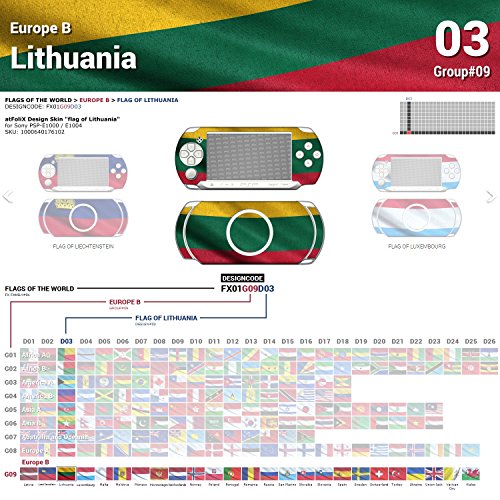 Sony PSP-E1000 / E1004 Дизајн Кожа знаме на Литванија Decal Налепница за PSP-E1000 / E1004