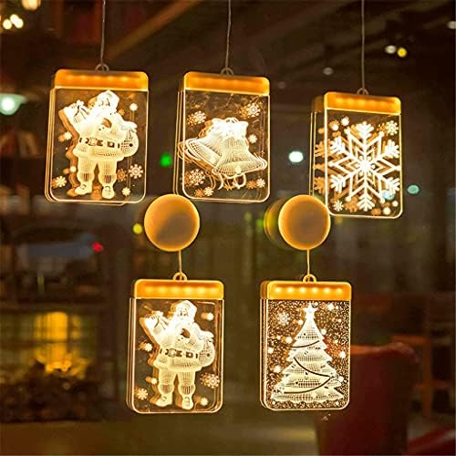 NSBSZH 5Pcs/Set Божиќ Декорација Светла LED Бел Снегулка Светлина String 3D Акрилик Виси Почетниот Прозорец Ѕид Светилка (Боја :