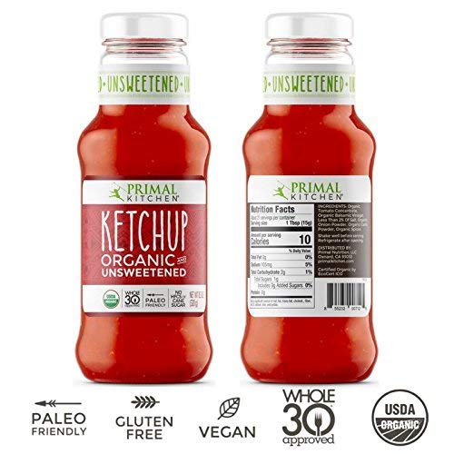 Пакување од 3 - Primal Кујна - Органски Unsweetened Ketchup - Не-ГМО - Вегетаријанска храна, - Глутен Слободни Целата 30 Одобрени