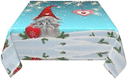 Божиќ Традиционалните Gnome Tablecloth за Правоаголник Маси 54x54 , Масло-Доказ Истури-Доказ и Лесно Чистење Tablecloth, Покажуваат