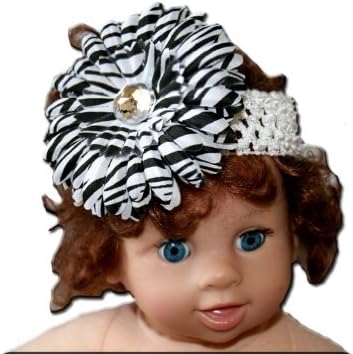 BLACK & WHITE ЗЕБРА скапоцен камен Gerbera Daisy Цвет Капчиња Headband Гербер за Девојка
