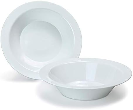 50 Големи Расположливиот Бели Пластични Чинии Супа | 14 оз. Премиум Тешки за Еднократна употреба Dinnerware со Вистински Кина Дизајн
