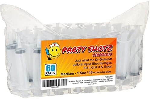 60 Пакет Партија Shotz Jello Шут Шприцеви (Голема 2oz со КАПИ)