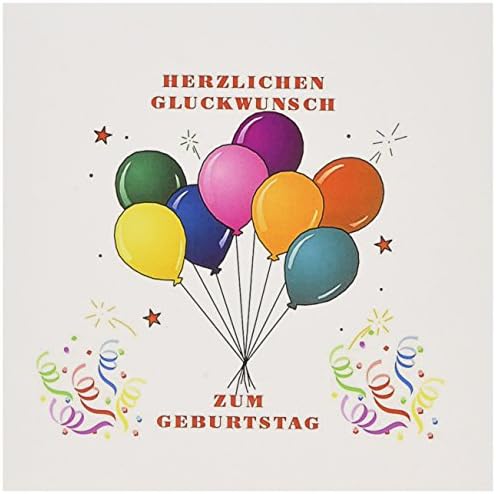 Сликата на Среќен Роденден Во германски Балони И Confetti - Поздрав Картичка, 6 x 6 инчи), единствен (gc_223460_5)