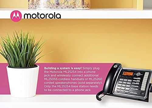 Motorola ML25254 DECT 6.0 Проширување Corded 2-line Бизнис Телефон со Caller ID & Секретарка, Црна Пакет со Blucoil 4 AAA Батерии, 10' Cat5e Кабел, и 5X Кабел Врски