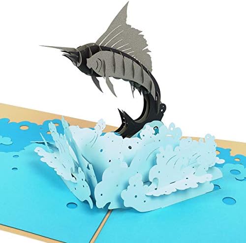 eZAKKA Swordfish 3D Pop-Up Честитки Денот на Таткото Подарок-Картички за Почит, Се Добро, Симпатија , Подарок-Картички за Денот на