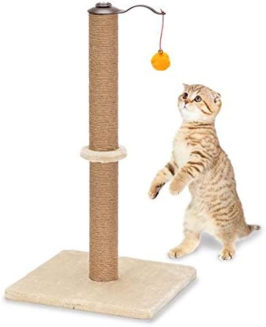 Laogg Мачка Дрво Гребење Мачка Сисал Пост Дрво Качување на Кулата Беж,360°Rotatable Мачка се Искачи Носителот Кулата со Две Играчки