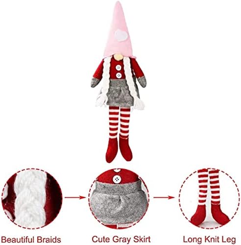 Валентин Gnomes Кадифен Украси, Денот на Вљубените Gnome Кадифен Кукла Украси рачно изработени шведски Tomte за Денот на Вљубените